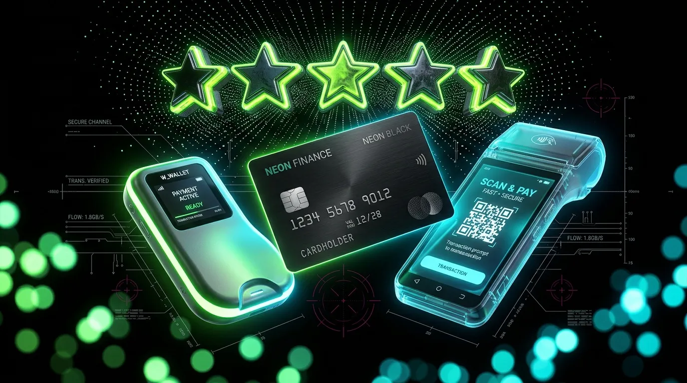 Appareils de paiement futuriste avec neon et cinq &eacute;toiles