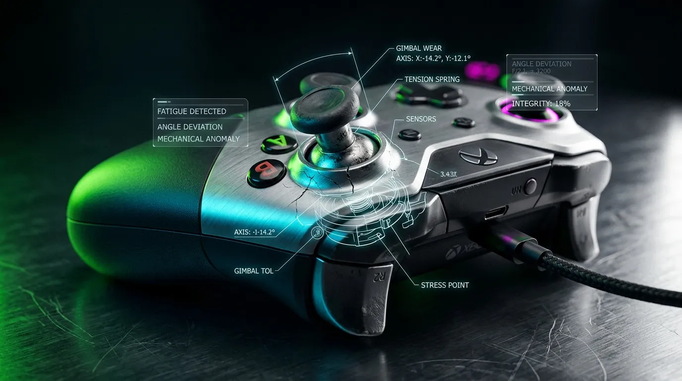 Manette de jeu avec diagnostic technique anomalies d&eacute;tect&eacute;es