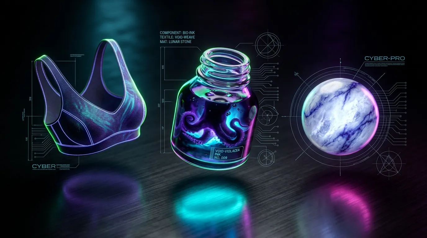 Objets technologiques futuristes luminescents sur fond sombre